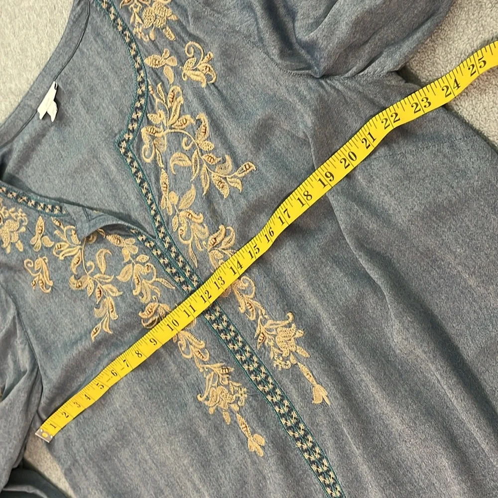 J. Jill Embroidered Tunic Top 2X Boho Coastal Casual Mature Essential - Picture 7 of 10